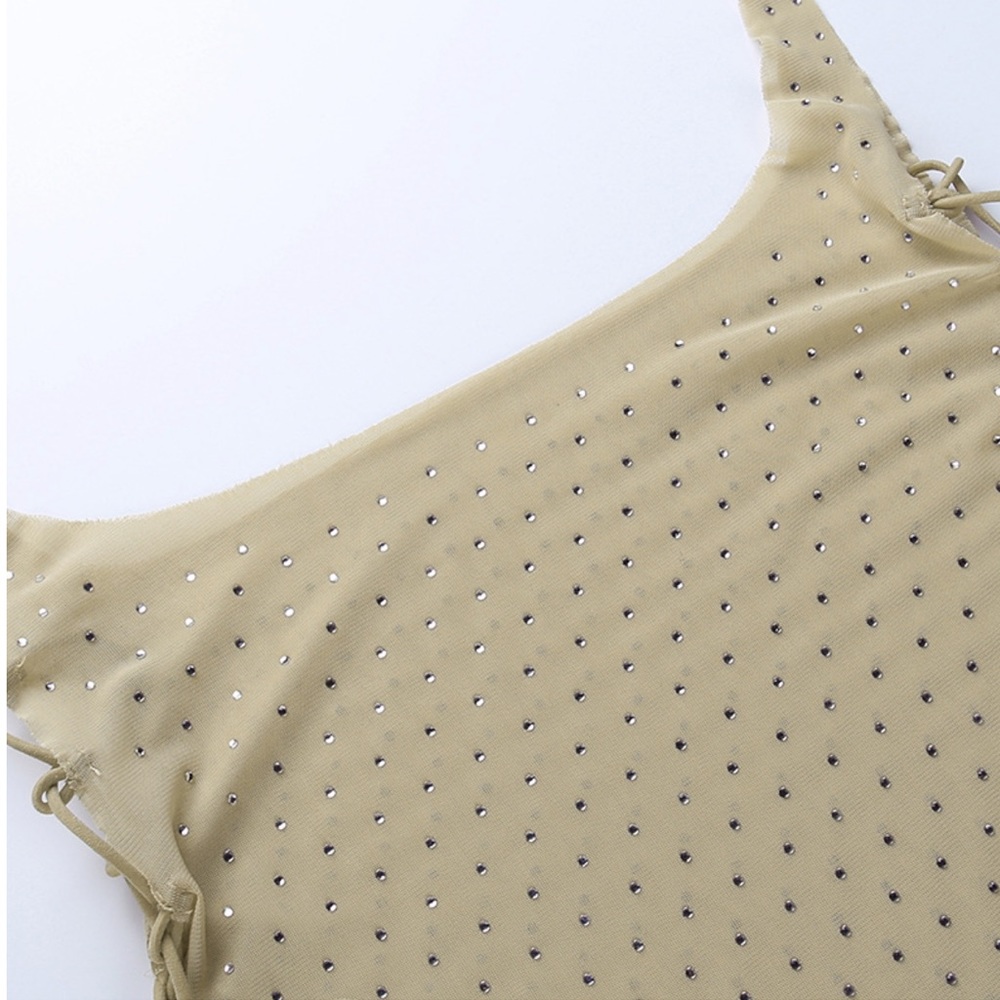 Canary Islands Beach Sparkle Rhinestone Getaway Mini Nude Bikini Coverup - Picture 9 of 11